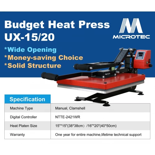 Microtec New Craft Heat Press Machine with Wide Opening Angle