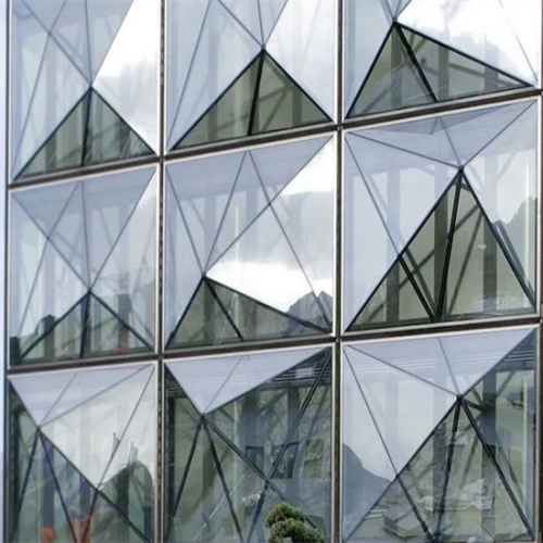 Triangle shape glass facade, triangle glass cladding, insulated glass ...