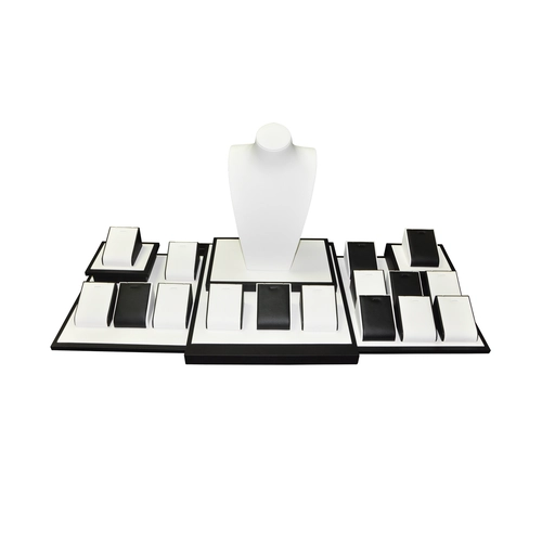 2017 neue Anreise einfach und Fashional PU Leder Cover Jewelry Display Set für Ringe Ohrringe Anhänger Halskette Armband