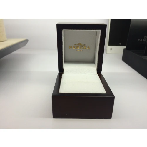 Antique classic wooden ring box with silver and glod printing logo made of high quality wood as beautiful as collections