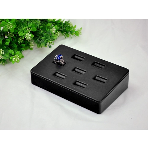 China factory Custom MDF wrapped Black and white faux leather ring display stands for jewellery shop counter and window showcase ring exhibitor  trays