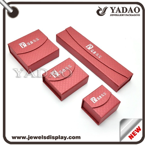 Chinese special designed lib lining surface red paper boxes for jewelry packaging