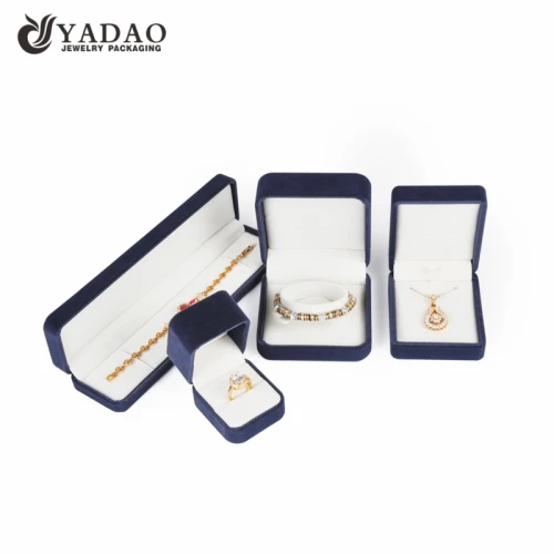 Classic factory wholesale square blue velvet jewelry ring box for woman