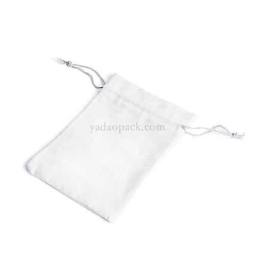 Custom Logo Luxury Linen Jewelry Pouch Bag Beige Drawstring Jewellery Pouch Bag