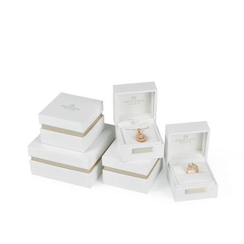 Custom Pure White Bangle Ring Necklace Bracelet Separated Lid Jewelry Box