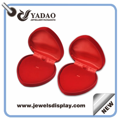 Custom high end Red Wedding Ring jewelry velvet box velvet jewelry boxes flocking jewelry packaging boxes