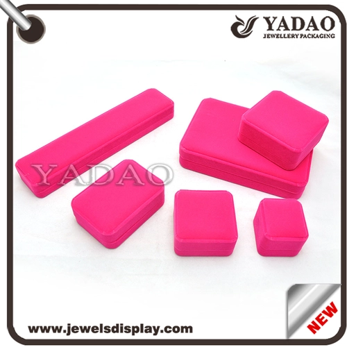 Caixa Custom logo Fuchsia reunindo com veludo dentro pad para o presente de jóias e caixas de veludo embalagem cosméticos
