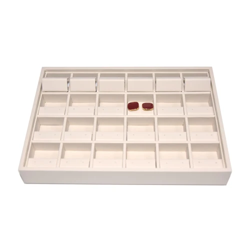 High Quality Hollow Design Stackable Leather Material Jewelry Earring Tray 