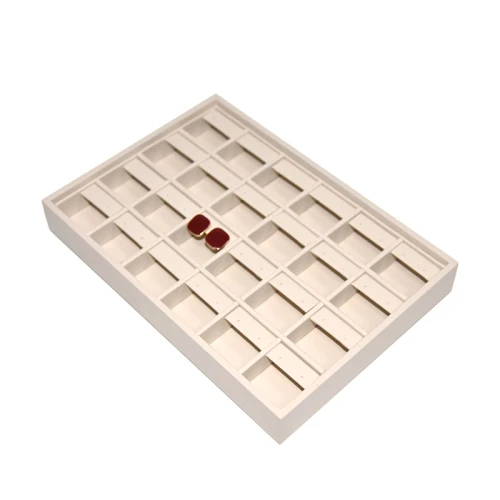 Hot Selling Pu Leather Cover Stackable Wooden Earring Display Tray
