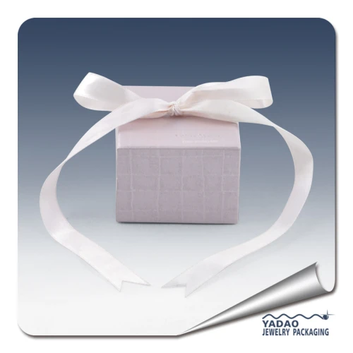 Hot sale Lovely purple jewelry paper gift box with bow for jewelry shop made in China