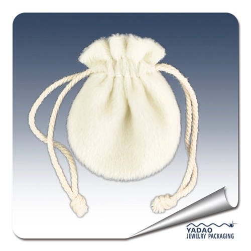 Venta caliente bolsa de la joyería de terciopelo suave blanco