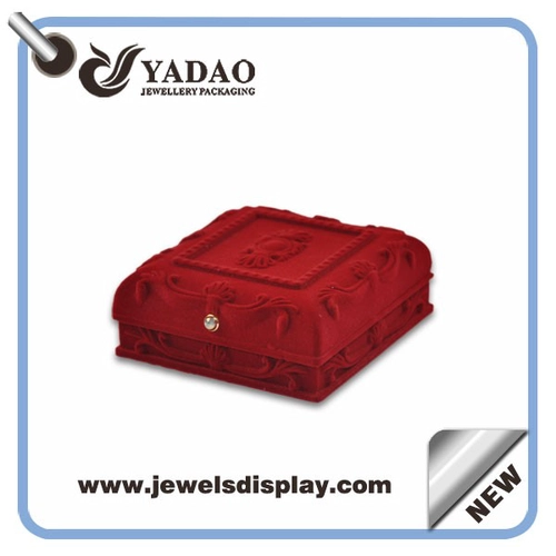 Jewelry packaging Red jewelry flocking box for necklace packaging made in China