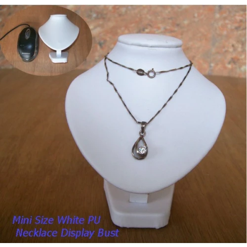 Leather cover wooden jewelry necklace display bust for white color