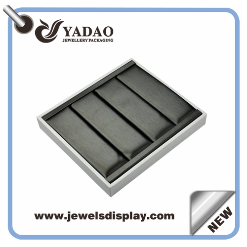 Luxury white and black metallic leather ring presentation trays ,ring display trays ,ring exhibitor trays for jewelry shop counter and tradeshow showcase