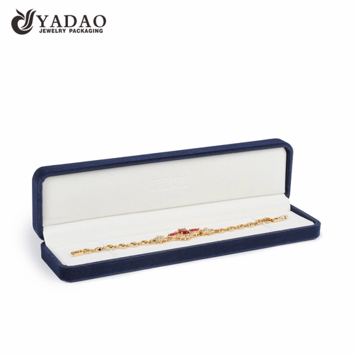 Manufacture blue pendant box velvet jewelry packaging with logo