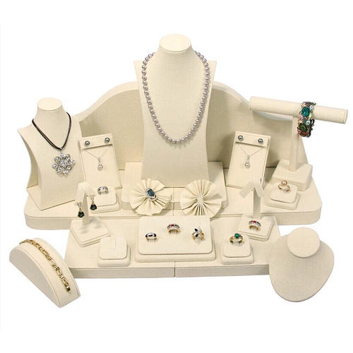 Neweat design off white linen jewelry display props ,jewelry display holder ,jewelry display set for jewelry shop counter showcase