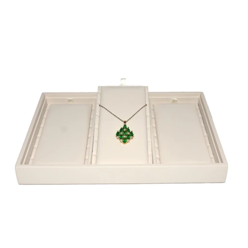 Pu Leather Cover Stackable Pendant Display Tray Jewelry Showcase Pendant Display
