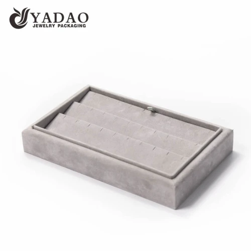 Special wonderful design good experience in the MOQ mdf velvet/leather style jewelry displays trays for earring pendant