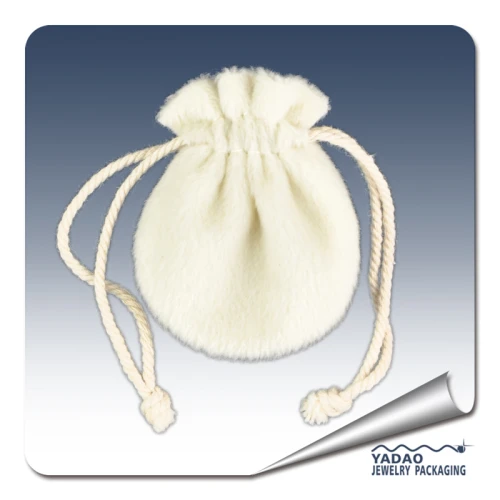 White velvet pouch for jewelry shopping bag jewelry pouch with drawstring from China manufacturer