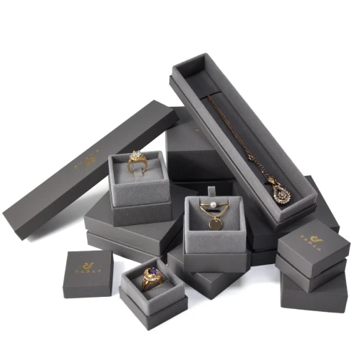 Yadao Luxury Grey Fancy Custom Logo Printing Paper Packaging Box Jewelry Box Set