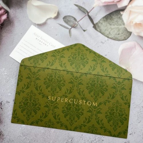 Yadao customized green envelope with texture to match with some cards fancy paper envelope supplier