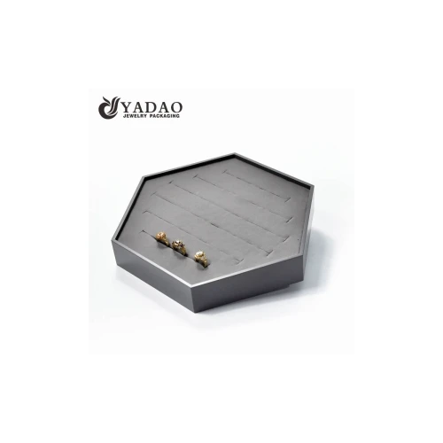 China Yadao grey leatherette&velvet ring display with slots for displaying rings in your showroom. manufacturer