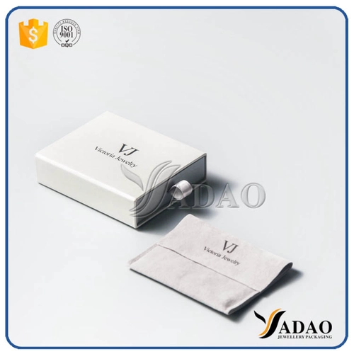cardboard jewelry gift drawer packages box with velvet pouch inside and free logo custom