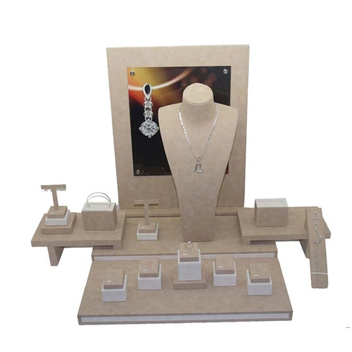 elegent PU-Leder-Beschichtung Ringe Armreif aus Holz Schmuckschaufenster Schmuck Zähler Anzeige anpassen Schmuck