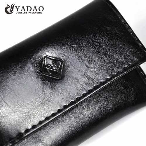 genuine leather jewelry pouch bag gift packaging bag snap design gift bag embossed logo finish
