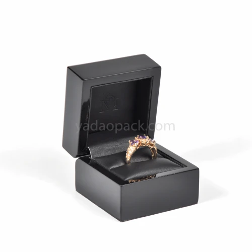 glossy lacquer painting wooden ring box jewelry packaging box gift ring box