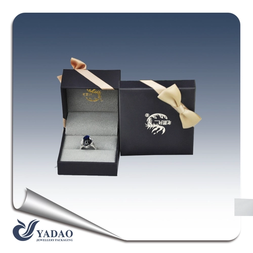 high quality plastic jewelry box customize smooth touch with bowknot logo printing