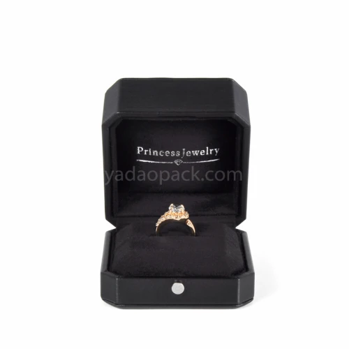 luxury plastic jewelry box octagonal shape plastic slot ring box pu leather cover jewelry ring box gift packaging box 