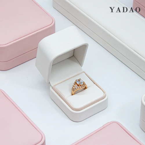 ready to ship | candy pink pu leather jewelry packaging round corner design cute box for 925silver packaging