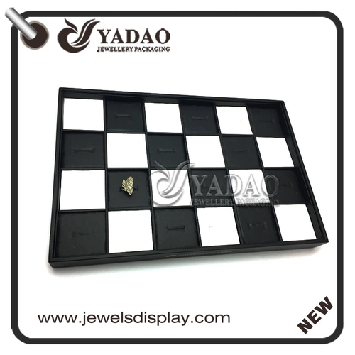 stackable wooden jewelry display tray slot ring display tray with changable sponge insert for rings 