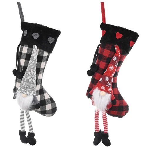 Hanging xmas tree ornaments decor plush candy gift bags santa knit christmas stocking