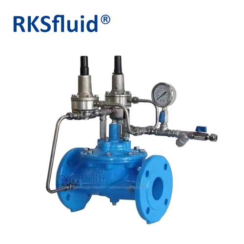ANSI 200x pilot operated ductile iron double flange pressure reducing hydraulic control valve PN10 PN16 for water control