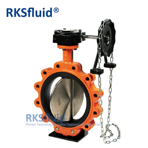 China Factory API Ductile الحديد الزهر DN200 WEFRE LUG TYPE صمام الفراشة مع عجلة اليد سلسلة
