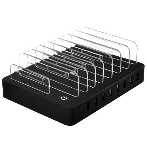 8-Port USB Desktop & Wall Charging Station – 40W Smart LCD Display, Fast Charge QC3.0 & USB-C, Universal