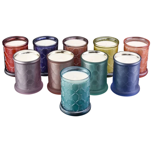 12oz cylinder glass candle containers grid rope pattern design,Sunny ...