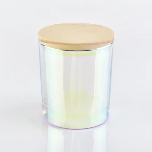 Luxury Iridescent glass candle jar with lids