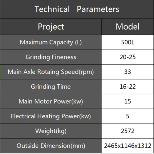 500L machine chocolat de broyage