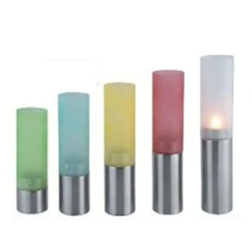 China Stainless Steel Glass Candlestick Candle Holders Set  Diwali Decorative Lights manufacturer