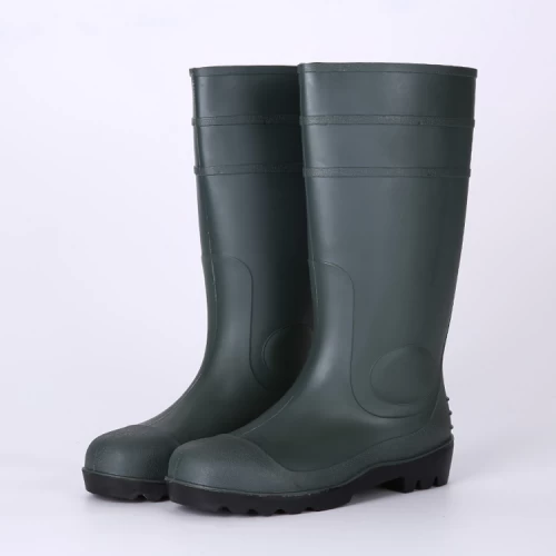 Green color safety rain boots