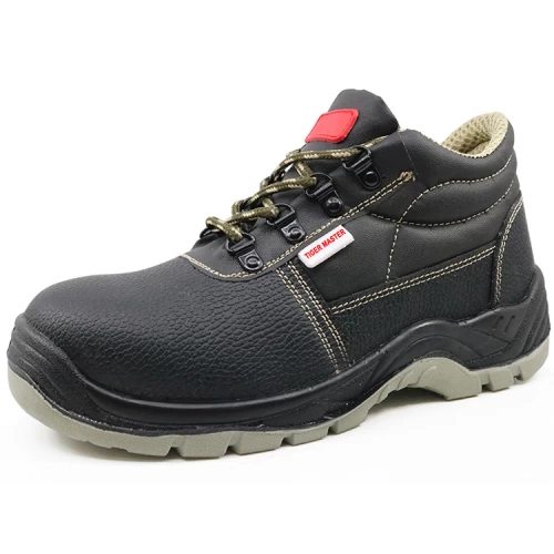 Hot sales black leather steel toe european safety shoes