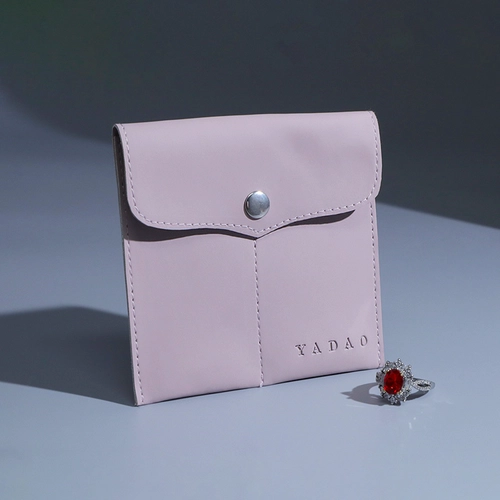 China customize jewelry pouch packaging snap purple pu leather pouch jewelry pouch bag manufacturer
