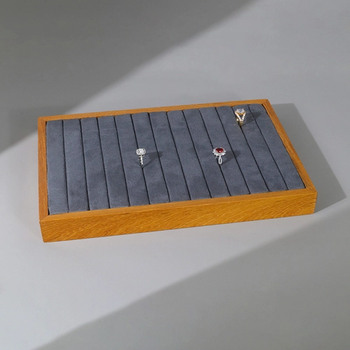 China customize solid wooden ring slot tray jewelry display tray ring tray display rings earrings manufacturer