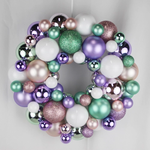 Senmasine 33 cm kerstballenkrans voor hangende kerstfeestdecoratie aan de voordeur