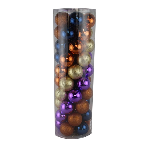 Senmasine 50 peças de bolas de enfeite de natal definidas para árvore pendurada azul ouro roxo laranja 60mm enfeites inquebráveis
