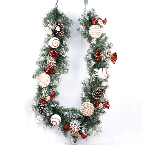 China Senmasine 6ft xmas garland with artificial pvc candy balls pinecone Berry poinsettia Christmas party hanging decoration manufacturer