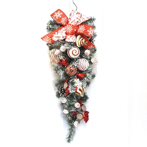 China Senmasine christmas swag for front door hanging decoration mixed artificial pvc poinsettia candy balls manufacturer
